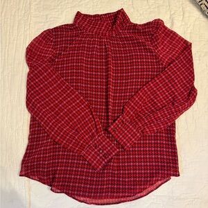 Ann Taylor PM pink & maroon dress blouse